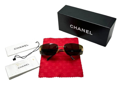 CHANEL シャネル サングラス メガネ ココマーク 4018 イタリア製 プラスチック メタル ブラウン ゴールド 65□17 美品 中古 66128