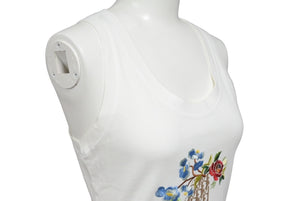 極美品 Christian Dior クリスチャンディオール タンクトップ サイズ36 ガリアーノ期 1番 花柄刺繍 5E16155961 ホワイト 中古 66147