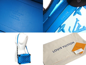 極美品 LOUIS VUITTON ルイヴィトン ソフトトランク ショルダーバッグ M45074 モノグラム メッシュ ブルー ブラック金具 中古 66148