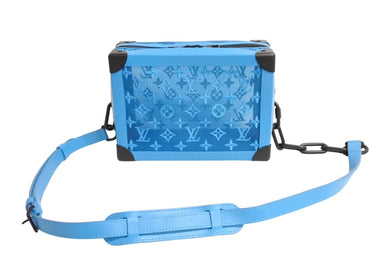 極美品 LOUIS VUITTON ルイヴィトン ソフトトランク ショルダーバッグ M45074 モノグラム メッシュ ブルー ブラック金具 中古 66148