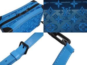 極美品 LOUIS VUITTON ルイヴィトン ソフトトランク ショルダーバッグ M45074 モノグラム メッシュ ブルー ブラック金具 中古 66148