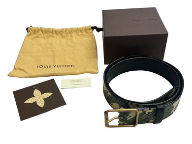 新品同様 LOUIS VUITTON ルイヴィトン ベルト サンチュール モノグラモフラージュ 村上隆 サイズ90 M9646U ゴールド金具 中古 66149