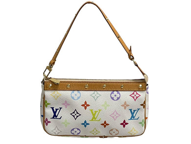 LOUIS VUITTON ルイヴィトン ポシェット アクセソワール ホワイト M92649 モノグラム マルチカラー 村上隆 美品 中古 66154