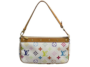LOUIS VUITTON ルイヴィトン ポシェット アクセソワール ホワイト M92649 モノグラム マルチカラー 村上隆 美品 中古 66154