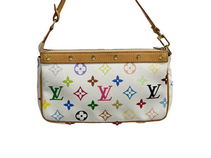LOUIS VUITTON ルイヴィトン ポシェット アクセソワール ホワイト M92649 モノグラム マルチカラー 村上隆 美品 中古 66154