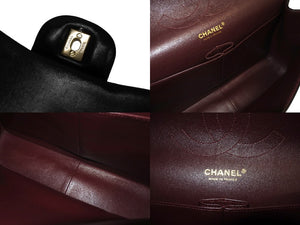 極美品 CHANEL シャネル チェーンショルダーバッグ ラムスキン マトラッセ30 Wフラップ ブラックゴールド金具 24番台 中古 66164