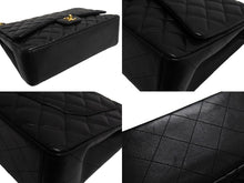 Load image into Gallery viewer, 極美品 CHANEL シャネル シングルフラップ チェーンショルダーバッグ デカマトラッセ 33cm 13番台 ラムスキン ブラック シルバー 中古 66165