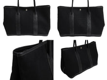 Load image into Gallery viewer, HERMES エルメス ガーデンパーティPM トートバッグ □G刻印 トワルオフィシエ ネゴンダ ブラック シルバー金具 美品 中古 66167