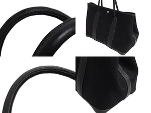HERMES エルメス ガーデンパーティPM トートバッグ □G刻印 トワルオフィシエ ネゴンダ ブラック シルバー金具 美品 中古 66167