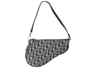 ChristianDior クリスチャンディオール サドルポーチ ワンショルダーバッグ トロッター MC 1013 ネイビー 美品 中古 66179
