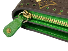 画像をギャラリービューアに読み込む, 極美品 LOUIS VUITTON ルイヴィトン 二つ折り財布 コンパクトジップ ブラウン グリーン M95218 ゴールド金具 中古 66184