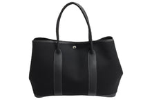 Load image into Gallery viewer, HERMES エルメス ガーデンパーティPM トートバッグ トワルオフィシエ ネゴンダ ブラック シルバー金具 刻印不鮮明 美品 中古 66192
