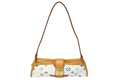LOUIS VUITTON ルイヴィトン バッグ シャーリー 村上隆 モノグラムマルチカラー ホワイト M40049 ゴールド金具 美品 中古 66193