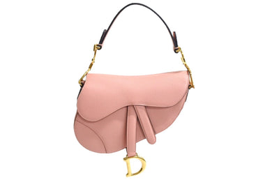 極美品 新型 Christian Dior クリスチャンディオール レザー サドルバッグ ミニ ハンドバッグ ピンク レザー 中古 66195