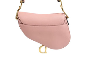 極美品 新型 Christian Dior クリスチャンディオール レザー サドルバッグ ミニ ハンドバッグ ピンク レザー 中古 66195