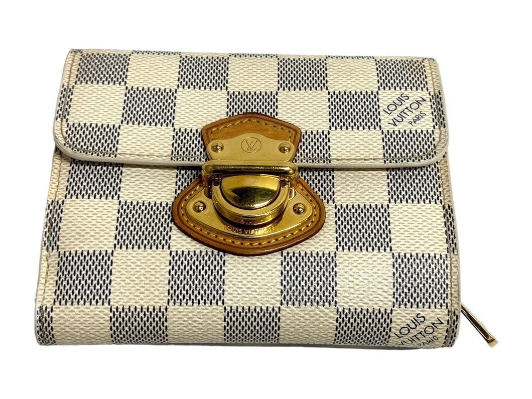 LOUIS VUITTON ルイヴィトン 三つ折り財布 ポルトフォイユ ジョイ N60030 ホワイト ゴールド金具 美品 中古 66196