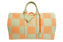 Load image into Gallery viewer, 極美品 LOUIS VUITTON ルイヴィトン キーポル バンドリエール50 ボストンバッグ M57419 ラフィア オレンジ ベージュ 中古 66202