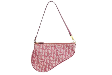 極美品 ChristianDior クリスチャンディオール サドルポーチ ワンショルダーバッグ トロッター MC 0012 レッド 中古 66204