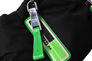 PRADA プラダ ウエストバッグ ボディバッグ 2VL004 ナイロン レザー ブラック グリーン シルバー金具 美品 中古 66207