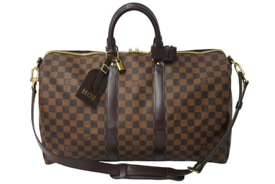 LOUIS VUITTON ルイヴィトン キーポル バンドリエール45 ボストンバッグ N41428 ダミエ エベヌ レザー ゴールド金具 美品 中古 66208