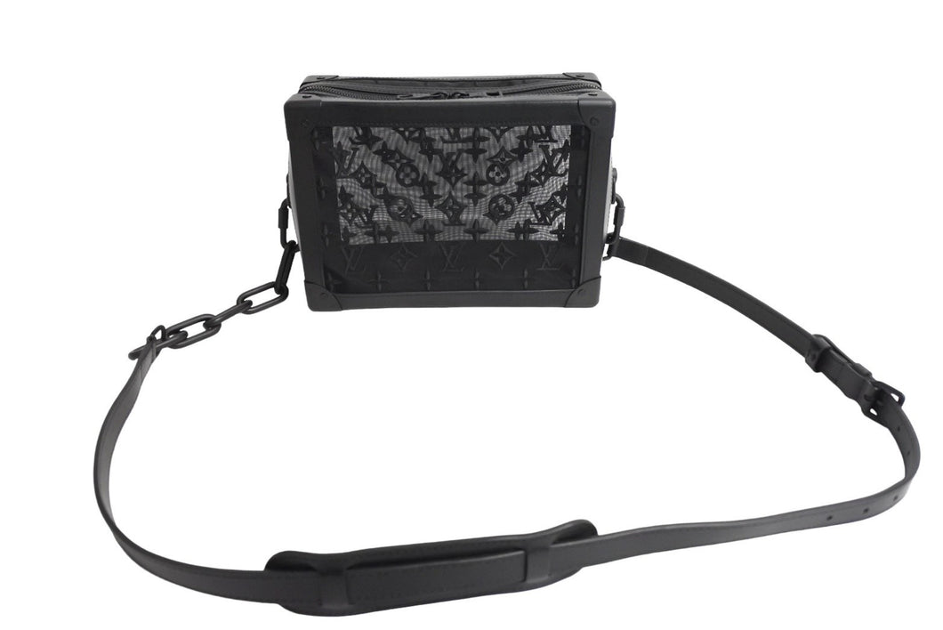 極美品 LOUIS VUITTON ルイヴィトン ショルダーバッグ ソフトトランク M53964 メッシュ レザー ブラック 中古 66211