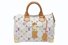 Load image into Gallery viewer, LOUIS VUITTON ルイヴィトン スピーディ30 ハンドバッグ M92643 モノグラム マルチカラー 村上隆 ホワイト 美品 中古 4b006623
