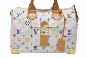 LOUIS VUITTON ルイヴィトン スピーディ30 ハンドバッグ M92643 モノグラム マルチカラー 村上隆 ホワイト 美品 中古 4b006623