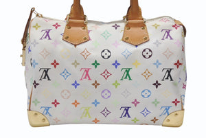 LOUIS VUITTON ルイヴィトン スピーディ30 ハンドバッグ M92643 モノグラム マルチカラー 村上隆 ホワイト 美品 中古 4b006623