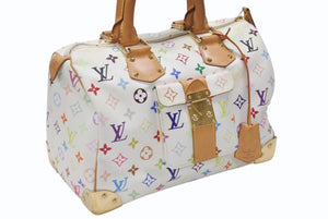 LOUIS VUITTON ルイヴィトン スピーディ30 ハンドバッグ M92643 モノグラム マルチカラー 村上隆 ホワイト 美品 中古 4b006623