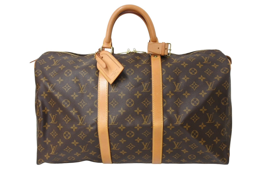 LOUIS VUITTON ルイヴィトン キーポル50 ボストンバッグ M41426 モノグラム キャンバス ゴールド金具 ブラウン 美品 中古 66245