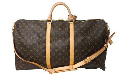 極美品 LOUIS VUITTON ルイヴィトン キーポル バンドリエール 60 ボストンバッグ モノグラム ブラウン M41412 ゴールド金具 中古 66246