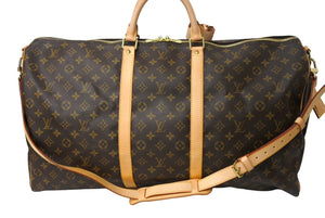 極美品 LOUIS VUITTON ルイヴィトン キーポル バンドリエール 60 ボストンバッグ モノグラム ブラウン M41412 ゴールド金具 中古 66246