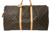 Load image into Gallery viewer, 極美品 LOUIS VUITTON ルイヴィトン キーポル バンドリエール 60 ボストンバッグ モノグラム ブラウン M41412 ゴールド金具 中古 66246