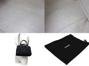 極美品 CHANEL シャネル ハンドバッグ 2Wayバッグ ドーヴィルライン ネイビー A92750 ランダム番号 コットン 中古 66261