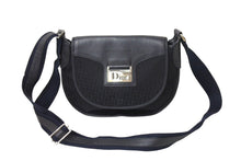 画像をギャラリービューアに読み込む, Christian Dior クリスチャンディオール ショルダーバッグ オブリーク柄 ブラック ネイビー キャンバス レザー 美品 中古 66264