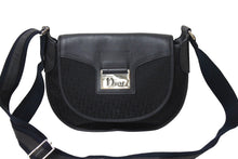 画像をギャラリービューアに読み込む, Christian Dior クリスチャンディオール ショルダーバッグ オブリーク柄 ブラック ネイビー キャンバス レザー 美品 中古 66264