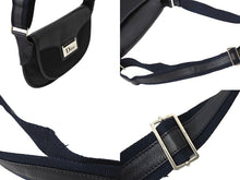画像をギャラリービューアに読み込む, Christian Dior クリスチャンディオール ショルダーバッグ オブリーク柄 ブラック ネイビー キャンバス レザー 美品 中古 66264