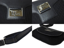 画像をギャラリービューアに読み込む, Christian Dior クリスチャンディオール ショルダーバッグ オブリーク柄 ブラック ネイビー キャンバス レザー 美品 中古 66264