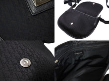 画像をギャラリービューアに読み込む, Christian Dior クリスチャンディオール ショルダーバッグ オブリーク柄 ブラック ネイビー キャンバス レザー 美品 中古 66264