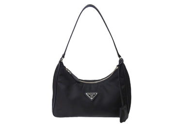 PRADA プラダ ホーボー ワンショルダー RE-EDITION 2005 トライアングル ブラック ナイロン 1NE204 美品 ロゴ 中古 66275 