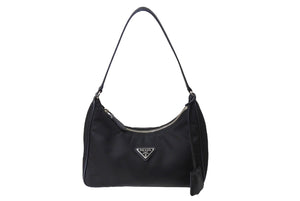 PRADA プラダ ホーボー ワンショルダー RE-EDITION 2005 トライアングル ブラック ナイロン 1NE204 美品 ロゴ 中古 66275 
