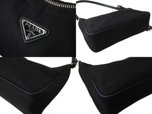 PRADA プラダ ホーボー ワンショルダー RE-EDITION 2005 トライアングル ブラック ナイロン 1NE204 美品 ロゴ 中古 66275 