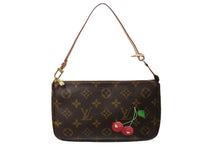 Load image into Gallery viewer, 極美品 LOUIS VUITTON ルイヴィトン 村上隆 モノグラム チェリー ポシェット アクセソワール アクセポ ブラウン ロゴ M95008 中古 66278