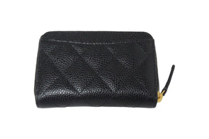 極美品 CHANEL シャネル マトラッセ コインケース AP0216 キャビアスキン ブラック ゴールド金具 中古 66291