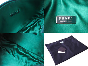 未使用 PRADA プラダ ホーボー ハンドバッグ クリスタルサテン ミニバッグ グリーン 1BC515 中古 66301 