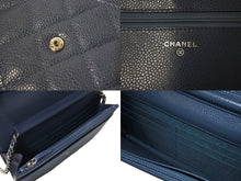 Load image into Gallery viewer, 極美品 CHANEL シャネル WOC チェーンウォレット 二つ折り財布 19番台 ココマーク キャビアスキン ブルーグレー シルバー金具 中古 66305
