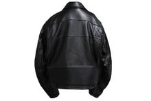 Load image into Gallery viewer, 極美品 BALENCIAGA バレンシアガ ロゴバイカージャケット ライダース 20AW 594594 レザー ブラック ホワイト サイズ48 中古 66307