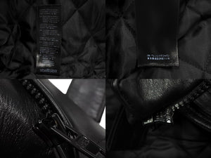 極美品 BALENCIAGA バレンシアガ ロゴバイカージャケット ライダース 20AW 594594 レザー ブラック ホワイト サイズ48 中古 66307