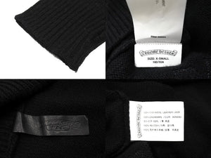 CHROME HEARTS クロムハーツ パーカー ブルオーバーカシミア クロスパッチ フード レザー XS ブラック 美品 中古 66308