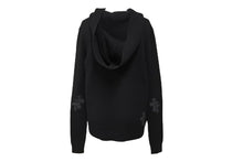 Load image into Gallery viewer, CHROME HEARTS クロムハーツ パーカー ブルオーバーカシミア クロスパッチ フード レザー XS ブラック 美品 中古 66308